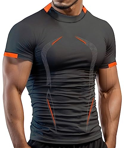 T-Shirt de Compression à Manches Courtes pour Homme - Fonctionnel Sport et séchage Rapide Bodybuilding Gym