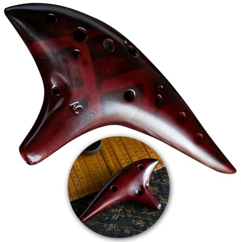 Fiorky Flauta Ocarina de 12 Agujeros Entonación Estable Tono Alto C Ocarinas Ahumadas con Bolsa Protectora Instrumento fora Amantes de la Música Principiantes (Marrón Claro)
