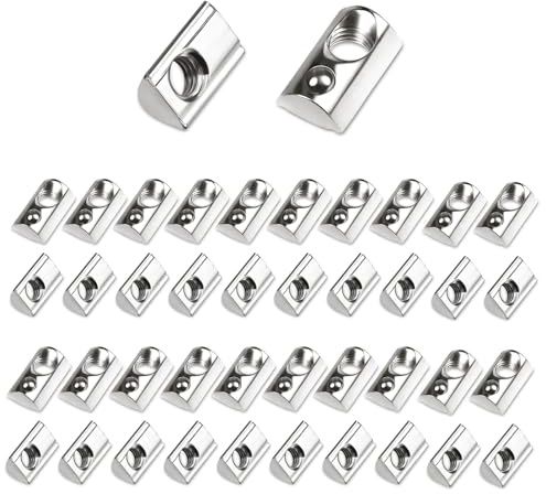 42PCS T Slot Nuts Roll in primavera M6,dadi scorrevoli in alluminio,dado fissaggio testa a sfera, T per Mobili per Fissaggi a Dadi a Molla con Intaglio a T (M6-30 42PCS)