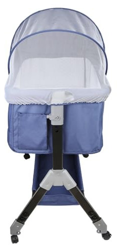HUOLE 3 in 1 Beistellbett & Babywiege & Reisebett, 4-stufig Höhenverstellbares Babybett, neigbar, Kinderbett, Stubenwagen für Babys bis 25kg belastbar-104 x 52 x 100–110 cm – Marineblau