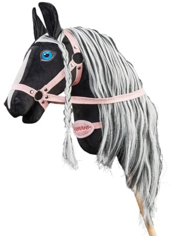 Ponnie käpphäst ponnie barock pinto A4 rosa, hobby horse, hästar leksak för barn, med handmålade ögon, tillverkad i en skyddad verkstad storlek S