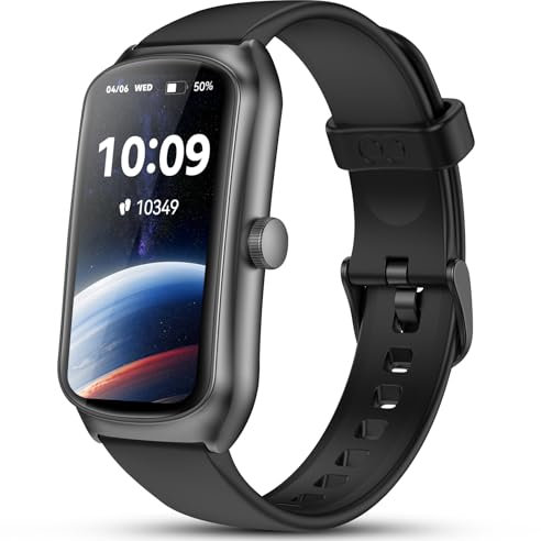 Montre Connectée Homme Femme, 1,58 AMOLED Étanchéité IP68 Montre Santé avec Trackers d'Activité Podometre Sommeil Cardiofrequencemetre SpO2 Records Sportifs Montre Running pour Android iOS, Black