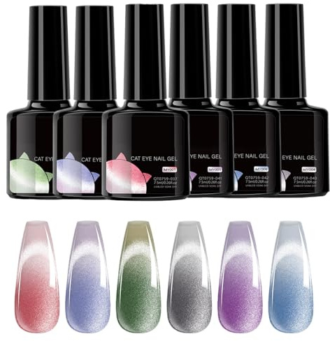 Nagelgellack 6 Stycken Gradient 21-Dagars Hållbar Enkel Applicering | Temperatur Färgmatchande Nagel Gellack För Hemma Nybörjare Bröllop Tillställningar Resande Dejting Pendling