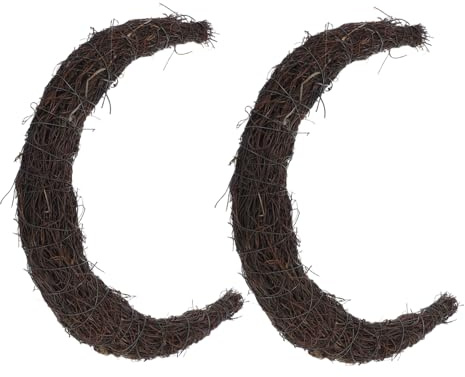 BATHVEVE Moon Shaped Grapevine Wreath Frame Natural Rattan Crescent Vine Base for Front Door Easter DIY Crafts Rustic Home Wedding Seasonal Decorations
