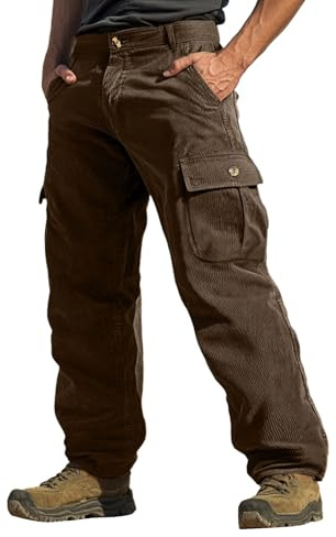 Pantalon cargo de travail en velours côtelé pour homme, coupe ample, avec plusieurs poches, pantalon décontracté pour la randonnée en plein air