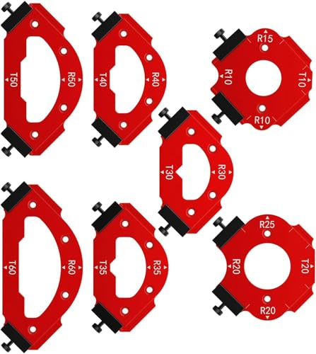 youkzuan 2026 NEW 7PCS Router Corner Radius Template Jig | Aluminum Router Radius Jig Templates R10-R60 T10-T60 | Inside Outside Straight Corner Cutting Guides | Router Table Woodworking Accessories
