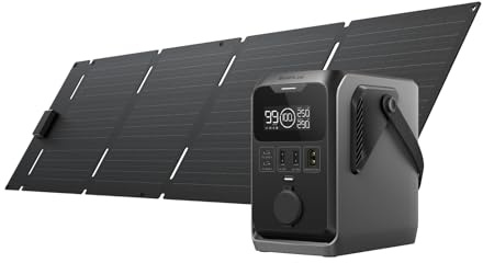 Trail 300 DC Power Station portátil con panel solar de 60 W, baterías LiFePO4 ligeras 288 Wh, generador de 300 W, carga rápida, 5 salidas, a prueba de caídas, 0 dB para camping, viajes, emergencias