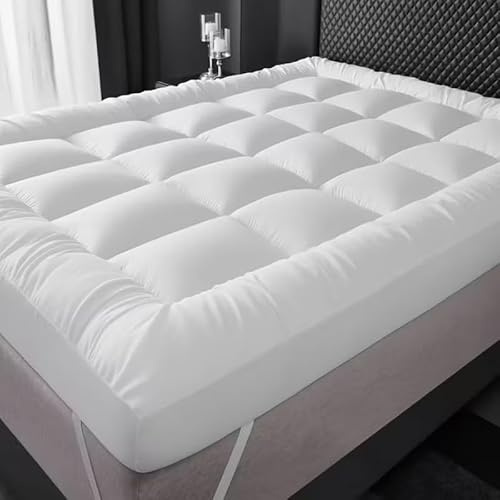 10cm Mattress Topper Single Bed - Extra Thick 4 Inches Bounce Back with Elasticated Corner Straps Ultra Soft and Breathable, Hypoallergenic Comfy Bed Mattress Toppers (Single)