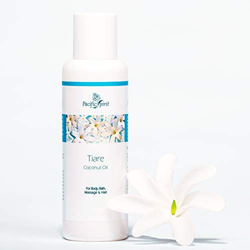 Pacific Spirit Tiare Öl – Kokosöl 150 ml I Kokosnuss-Öl für Haut, Haare, als Massage- & Bade-Öl I Pflegendes Öl für Haare & Körper I Massageöl mit femininem Duft I Feuchtigkeitsspendendes Öl