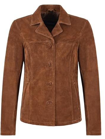 Carrie CH Hoxton Woman’s Real Tan Suede Leather Classic Blazer Style Box Buttons Jacket Jennifer 8728 (12)