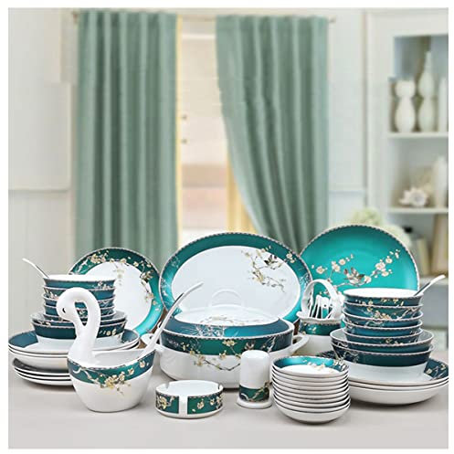 OrLtL Juego de vajilla de 52 Piezas para Servidor de 10 Personas, Juego de vajilla, Platos de Cocina, decoración de Mesa navideña, Juego de Servicio de Cena Combinado de cerámica