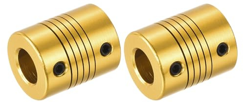 QUARKZMAN 2 Pezzi Giunto per Albero in Lega di Alluminio da 8mm a 10mm L25xd20 Accoppiatore Flessibile per Encoder e Motori, Dorato