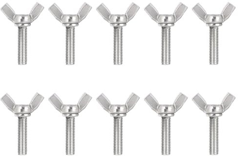 M6 x 25mm Wing Nuts Bolts, 304 Stainless Steel Butterfly Wing Bolts, Heavy Duty Hand Twist Tighten Fasteners Parts Screws for DIY Tools, Pack of 10