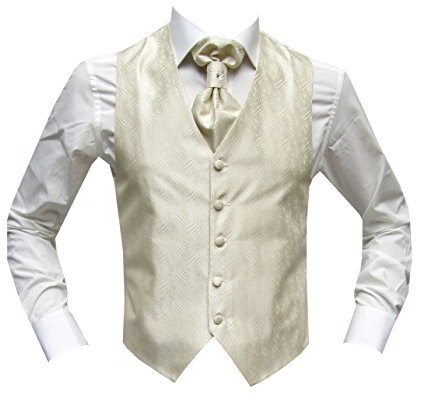 Hochzeitwesten Set mit Plastron Mailand Creme 50