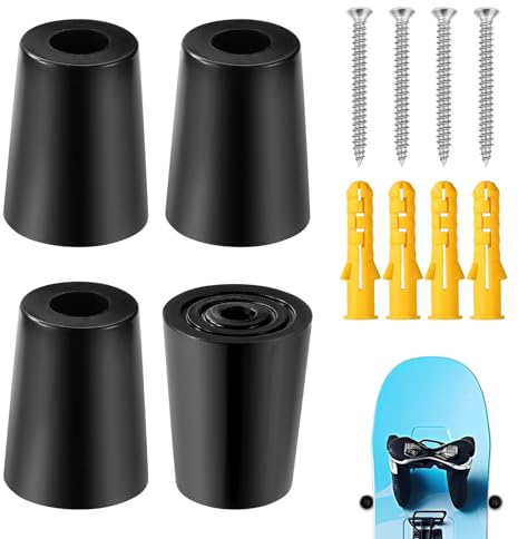 lasuroa 4pz Porta Sci Verticale, Supporto da Parete per Sci con Viti Tasselli di Espansione Porta Snowboard Verticale per Riporre e Mostrare in Modo Sicuro i Tuoi Sci Snowboard(Nero)