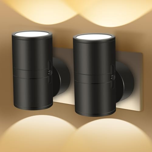 HOTUT Luce notturna Presa elettrica 2 pezzi LED Luce notturna del crepuscolo all'alba con sensore, bianco caldo, 0-100 LM Luminosità Regolabile, Luci notturne da collegare alla parete per camera da