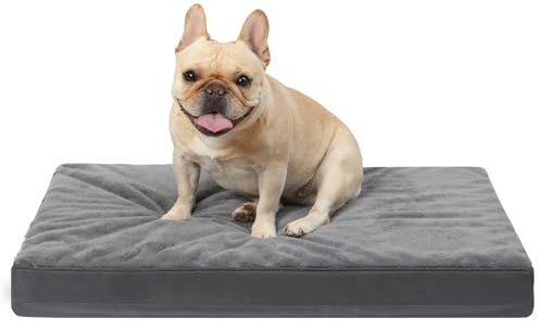 KSIIA Panier Coussin Chien Moyen Taille, 75 x 47 cm, Tapis Chien Dehoussable Orthopédique, Lit Matelas Réversible et Lavable en Machine, Gris Foncé