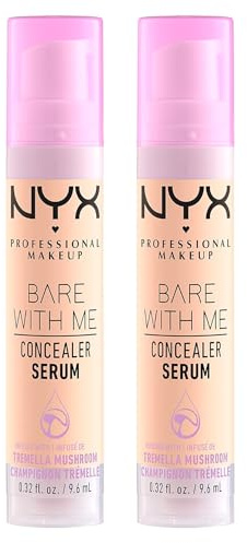 NYX Professional Makeup Bare With Me Siero Correttore Viso e Corpo 2in1 Idratante con Centella Asiatica e Tè Verde per Pelle Secca Occhiaie e Rossori Tonalità 01 Fair - 2 Flaconi da 9,6ml