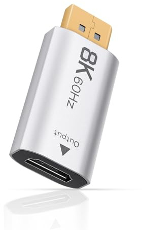 Duttek Adaptador DisplayPort a HDMI 8K @60Hz, convertidor DP a HDMI para juegos, PC, portátil, MacBook, transmisión unidireccional para monitor, proyector, TV, laptop, escritorio, PS5
