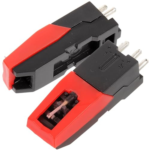 JECOMPRIS Aiguilles de Tourne-Disque 2 Pcs Stylets de Remplacement en Céramique Piézoélectrique Rouge pour Platine Vinyle et Phonographe, Accessoires Universels pour Cellule en Aluminium