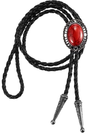 PATIKIL Cravate Western Cowboy En Cuir Gem Bolo Tie Collier Corde En Cuir | Rouge, Bolo Tie Pour Hommes, Femmes Costume Accessoires Traditionnels Vintage