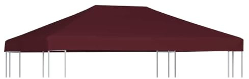 Pavillonabdeckung 3x4 m Weinrot, Ersatzbaldachin aus wasserdichtem Polyestergewebe mit PVC-Beschichtung, 310 g/m², verstärkte Ecken und Klettverschlüsse für einfache Montage