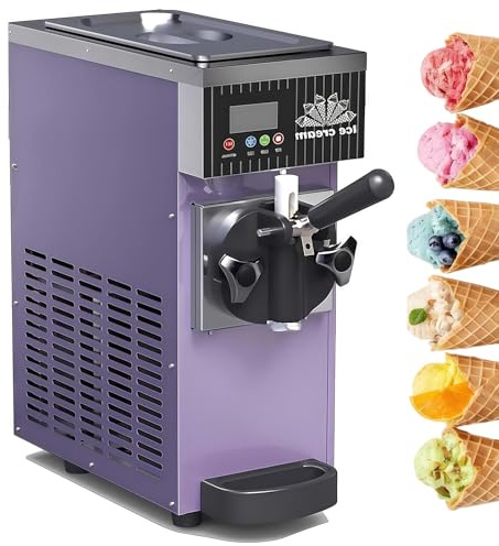 SHUMIAO 450W Máquina De Helados Soft, 4-5kg/H Heladera Maquina Helados Soft Comercial Maquina Helados Soft Vertical Ice Cream Maker, para Tiendas Bebidas Buffets Cafeterías Restaurantes Purple
