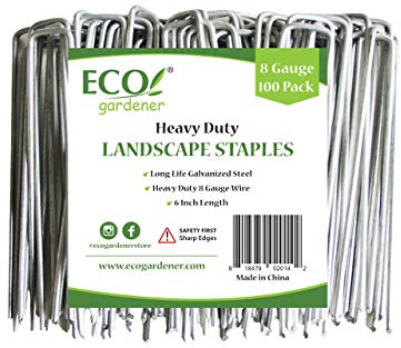 ECOgardener Extra Heavy Duty Galvanized Weed Barrier Landscape Fabric Staples