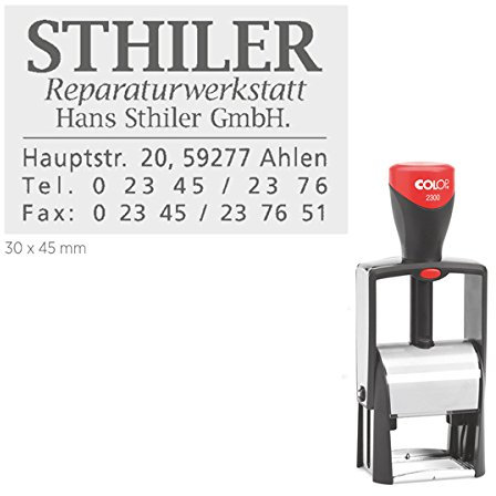 Stempel Heavy Duty Classic Line 2300 | Stativstempel mit individueller Textplatte/Logo | kompatibel für Microban | 30 x 45 mm - 7 Zeilen
