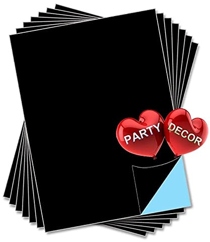 Black Self Adhesive Gloss Vinyl Sheet - A4 - Pack of 10 - Perfect for Hobby & Craft by PARTY DECOR