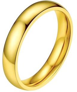 Prosteel Enkel guldpläterad ring för herr dam storlek 59 4 mm unisex fingerring