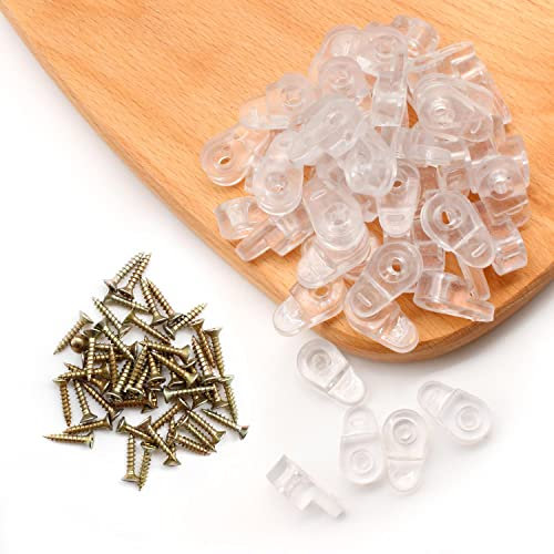50 Pièces Glass Retainer Clips, DEANKEJI Support de Pince en Verre, Transparent Support Étagère, avec 50 Vis, pour Fixer Portes en Verre et Armoires de 1 à 4 mm Épaisseur