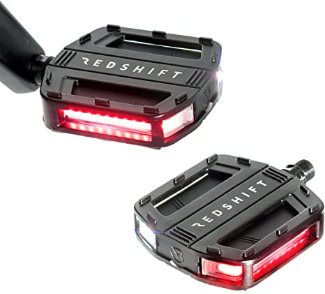 REDSHIFT Arclight Bicycle Pedals with LED Lights, Flat Aluminum