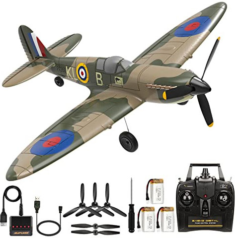 ANTSIR RC Plane Spitfire Fighter, 4 Channel Remote Control Airplane with Gyro System for Adults Boys Beginners