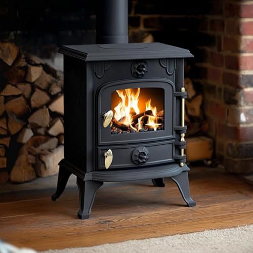 RoyalFire 5kW Cast Iron DEFRA Approved Multifuel Stove - Efficient and Durable Wood & Charcoal Burning Heater, Traditional Freestanding Fireplace Heating for Home or Cabin, High Heat Output