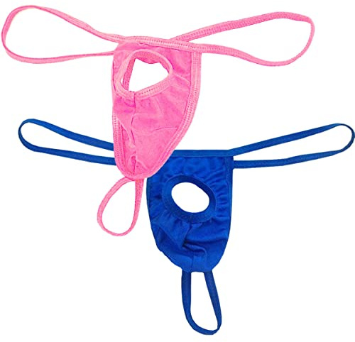 VemeFufu Hombre Tanga Tanga Hombre Sexy Ropa Interior C String G Slip Hombres Caliente Cintura Baja Elástico Thong Bragas, Azul + Rosa, Talla única