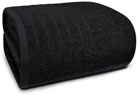 Tens Towels Pack of 1 Jumbo Bath Sheet 40 x 80 Inches, Extra Large & Light Weight, Quicker to Dry, 100% Cotton, Super Soft & Absorbent, Perfect to Wrap Yourself in, Black