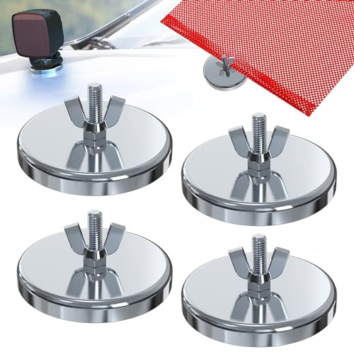 4 PCS Magnetic Flag Holder for Truck, Heavy Duty Magnet Kit for Wire Loop Flags, 3.1in Diameter Magnet Mount Base, Large Strong Magnetic Holder for Hang Warning Flag Sign Oversize Load Magnets Flag