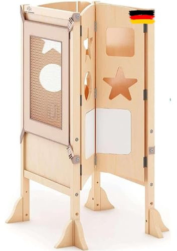 Baby Wonders® Lernturm für Kinder Babys, Aussichtsturm Kinder, wandelbarer Lernturm, Lernbank, Montessori Tower, Faltbarer Turm Evolutionäres Lernen (Madera)