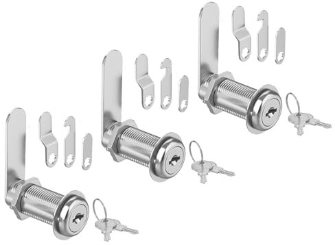 inBovoga 3 Pcs Cabinet Locks with Keys, 1-1/2'' Cam Lock Keyed Alike Fit 1-3/8'' Max Panel, Drawer Locks with Keys Secure Desk Drawer Toolbox Mailbox RV Storage Door, Zinc Alloy