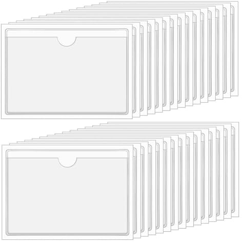 PEKKA Lot de 30 pochettes autocollantes transparentes pour cartes de 10,2 x 15,2 cm, avec poches pour étiquettes de chargement supérieur