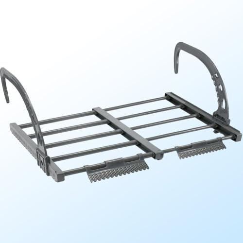 ADERTOS Stendino da Termosifone 32-55 cm Stendibiancheria da Balcone Stendino da Balcone Allungabile, Stendibiancheria Balcone Ringhiera, Nero