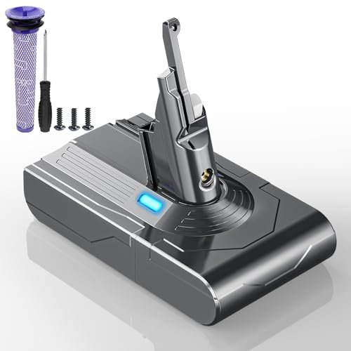 Dyeetic Dyson v8 Akku, Ersatzakku Dyson V8 SV10 Serie, für Akku V8 Absolute Animal Fluffy Motorhead Staubsauger mit 1 Filter