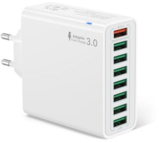 USB Ladegerät, 8 Ports USB Stecker 40W ladeadapter für 16 15 14 13 12 11 XS XR X 8 7, Samsung, QC 3.0 Adapter Schnellladegerät Mehrfach Netzteil Netzstecker Ladestecker Stromadapter Steckdose Charger