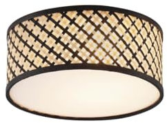 Qazqa Oriental Lámpara de techo de ratán oriental con marco negro 30 cm - Tremmo Bambú/Redonda Adecuado para LED Max. 1 x 15 Watt