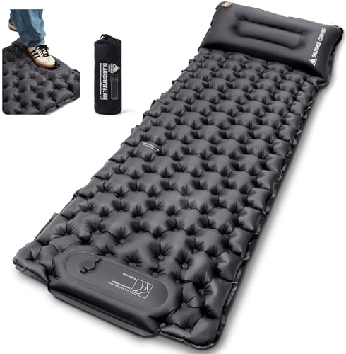 OneTigris Sleeping Pad, Ultralight Camping Sleeping Pad with Pillow Built-in Foot Pump Inflatable Sleeping Mat Compact for Camping Backpacking Hiking Traveling Tent