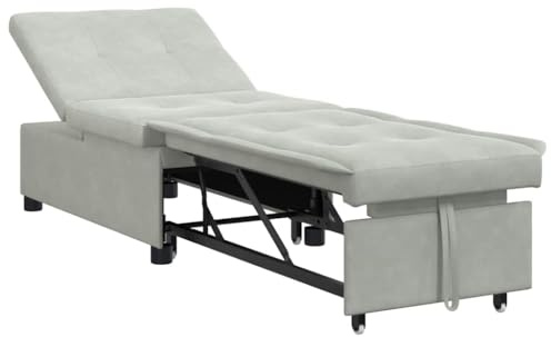 vidaXL Soffsäng Ljusgrå 194 x 67 x 82 cm Sammet, Vardagsrum, Modern, Omvandlingsbar Bäddsoffa, Lyxigt Sammet Sittande, Utrymmessparande, Multifunktionell Inomhus Lounge