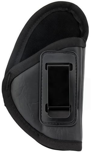 Fondina universale IWB per il porto occulto di pistole compatte calibro .380, in pelle PU leggera, comoda e sicura (Black)