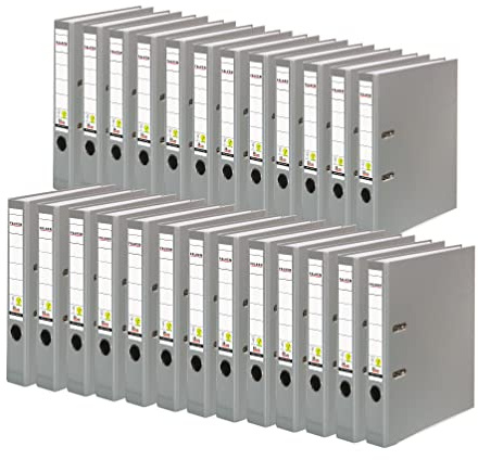 Original Falken 25er Pack PP-Color Kunststoff-Ordner. Made in Germany. 5 cm schmal DIN A4 grau Ringordner Vegan Aktenordner Briefordner Büroordner Plastikordner Schlitzordner
