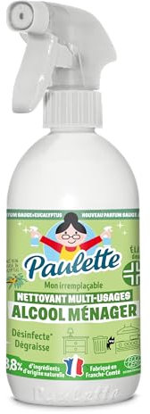 Paulette - Alcool Ménager Sauge Eucalyptus - Désinfectant Dégraissant Multi-Surfaces Ecocert - Fabriqué en France - 500 ml